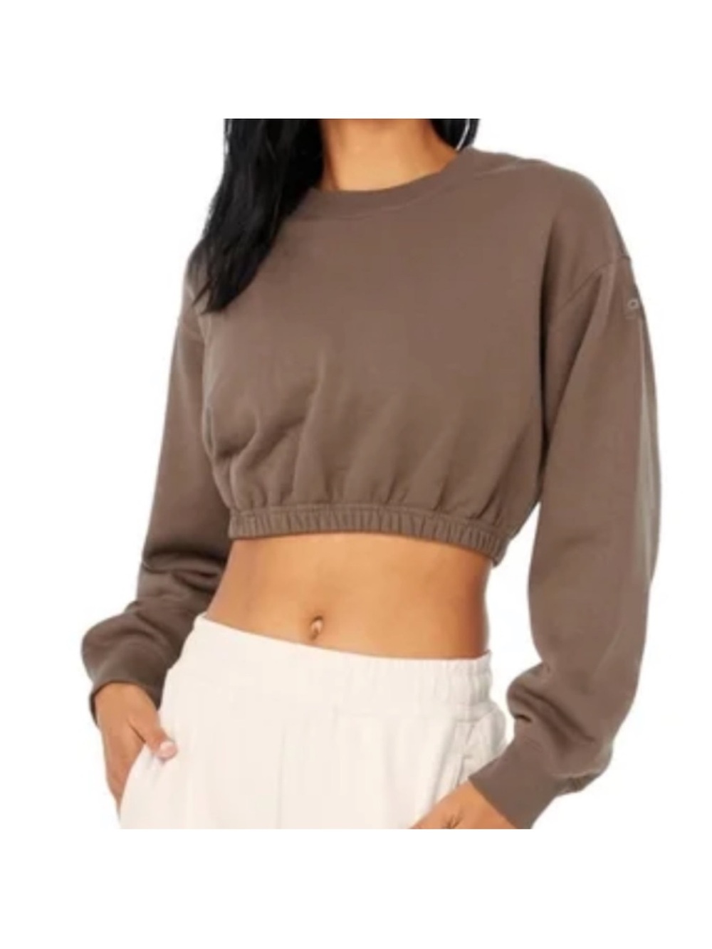 ALO Yoga Cropped Crew Sweatshirt - Brown